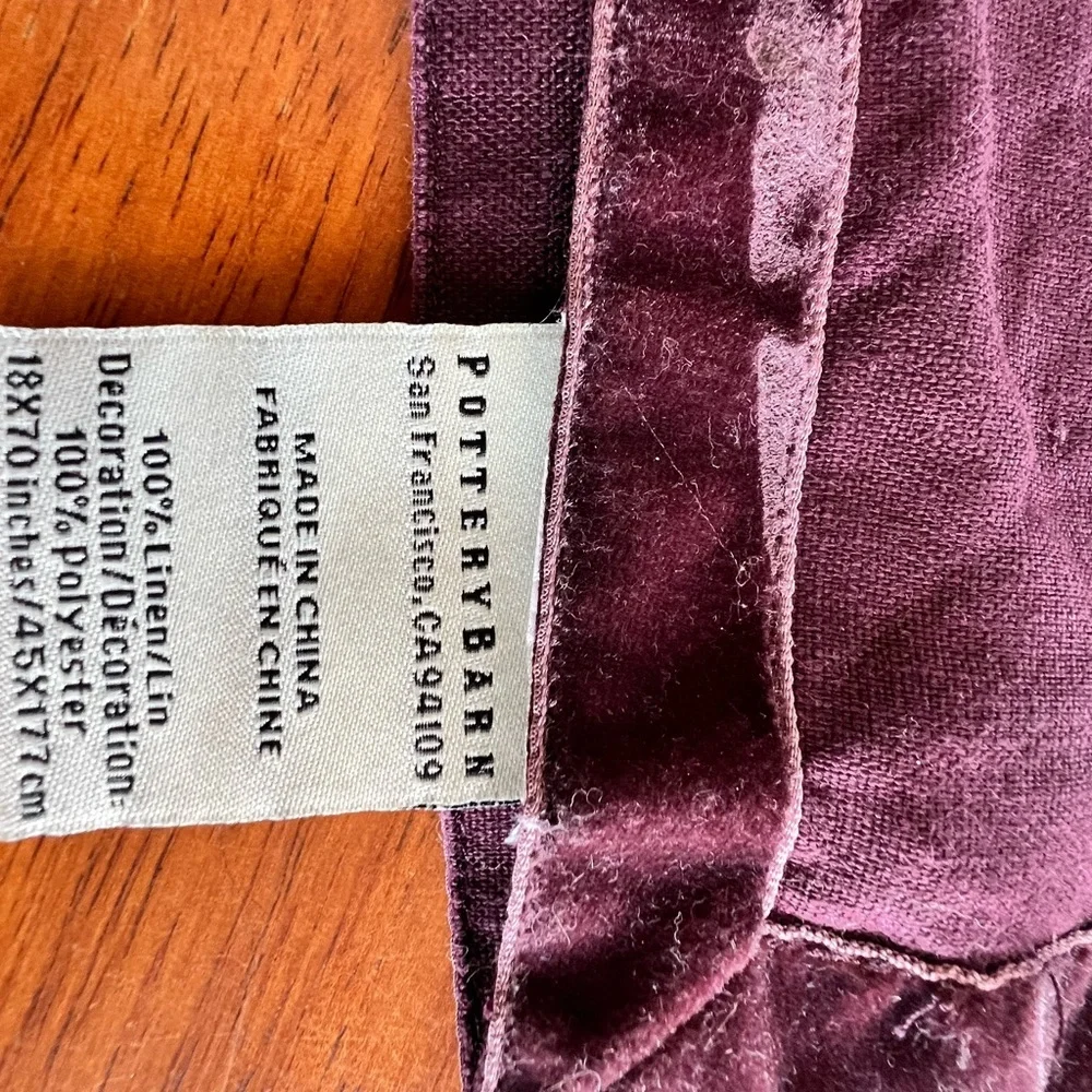 Pottery Barn Rich Plum Linen Table Runner​
